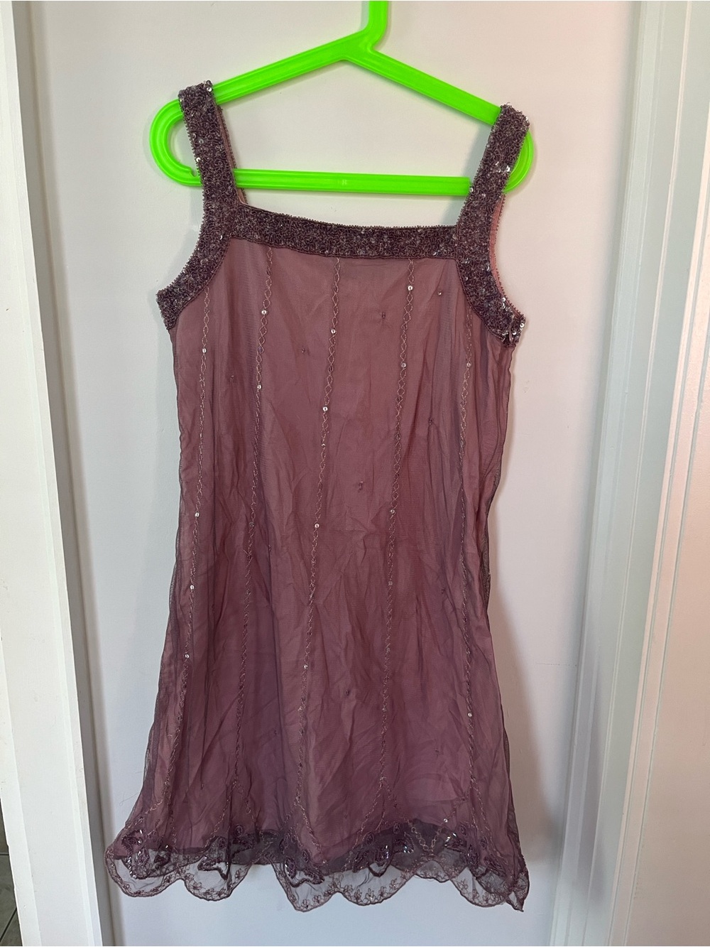 ❤️ Four for 25$ ❤️ Vintage Signature Mauve Beaded Overlay Formal Dress size 11